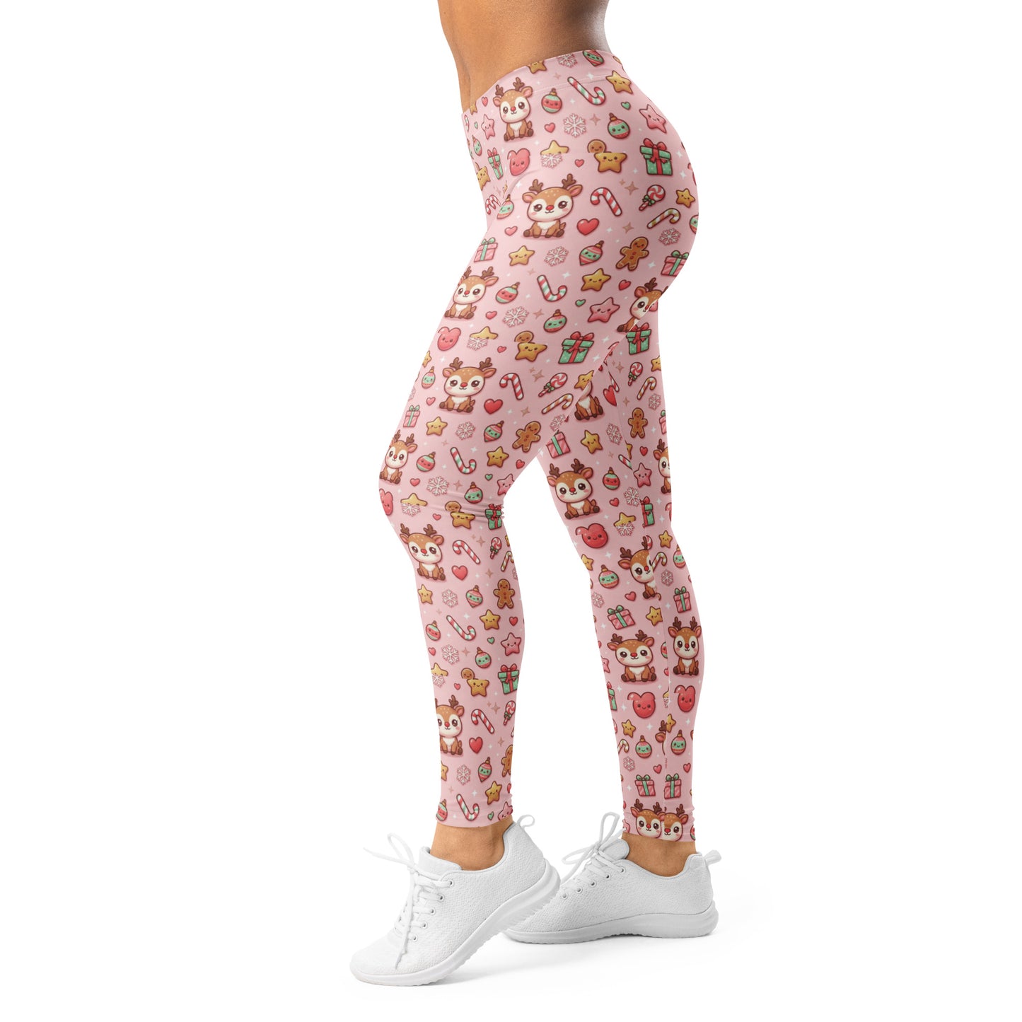 Pink Christmas All-Over Print Leggings – Women’s Holiday Stretch Pants