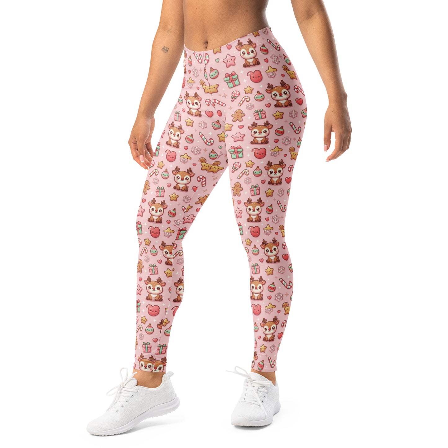 Pink Christmas All-Over Print Leggings – Women’s Holiday Stretch Pants
