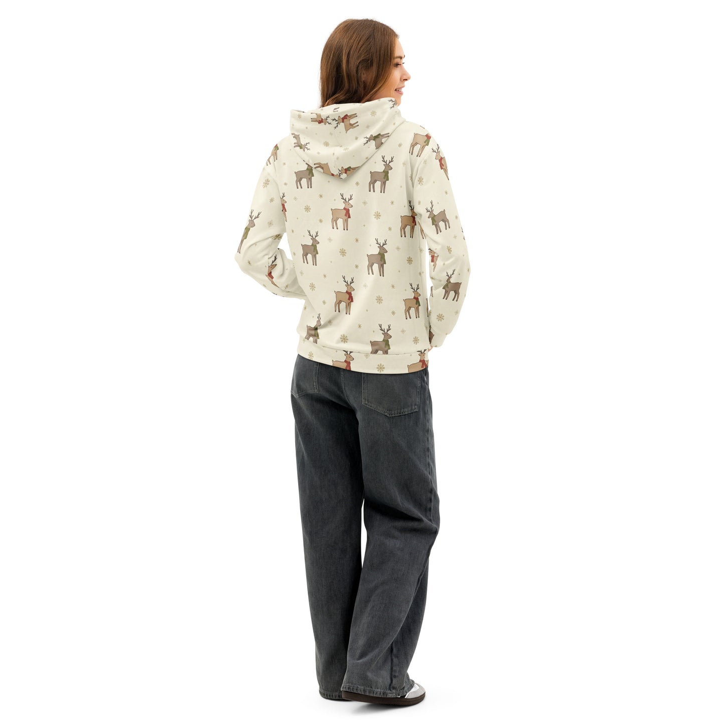 Christmas Kawaii Reindeer Hoodie – Unisex Cozy Holiday Hoodie