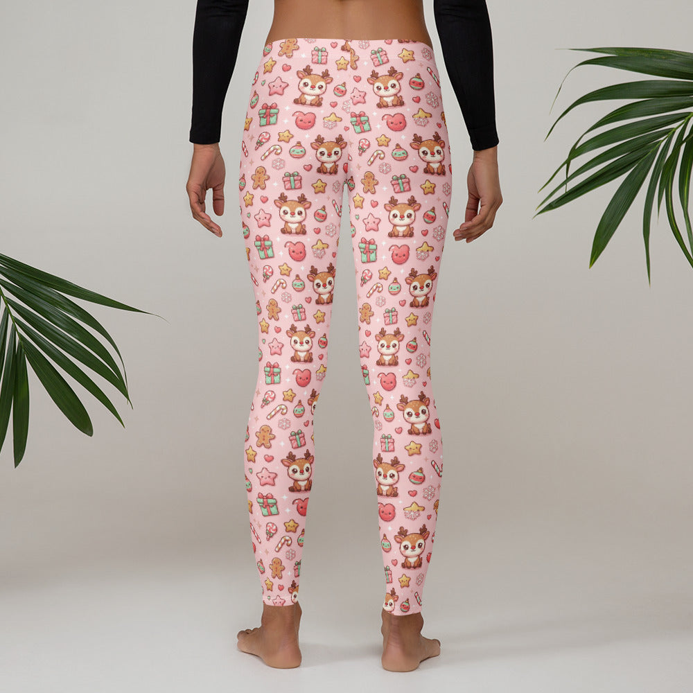 Pink Christmas All-Over Print Leggings – Women’s Holiday Stretch Pants