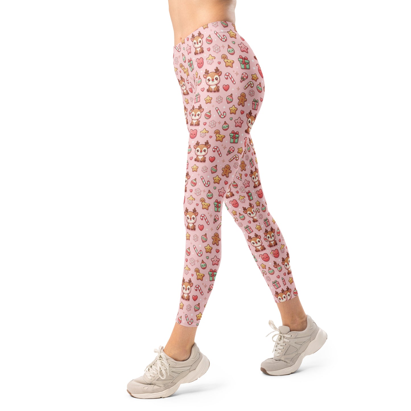 Pink Christmas All-Over Print Leggings – Women’s Holiday Stretch Pants