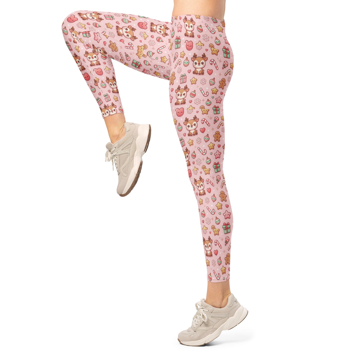 Pink Christmas All-Over Print Leggings – Women’s Holiday Stretch Pants