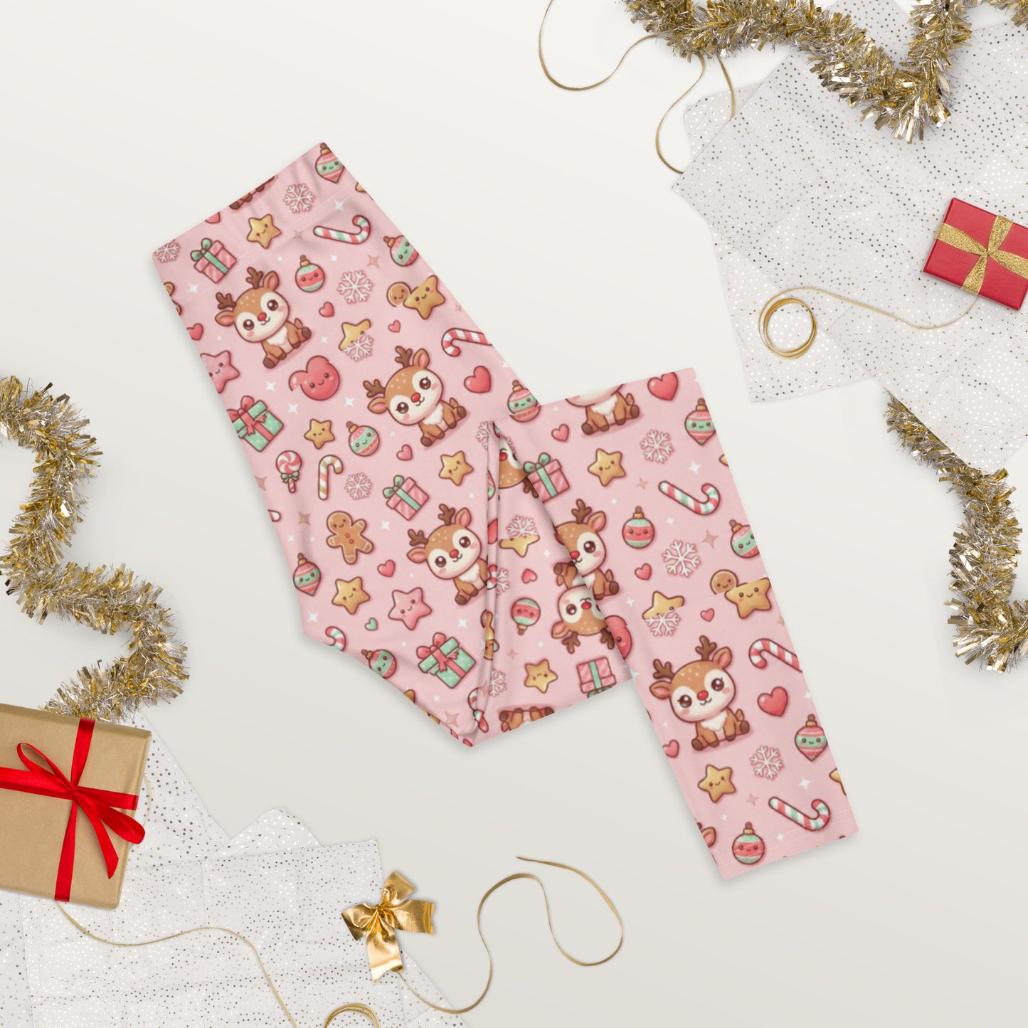 Pink Christmas All-Over Print Leggings – Women’s Holiday Stretch Pants