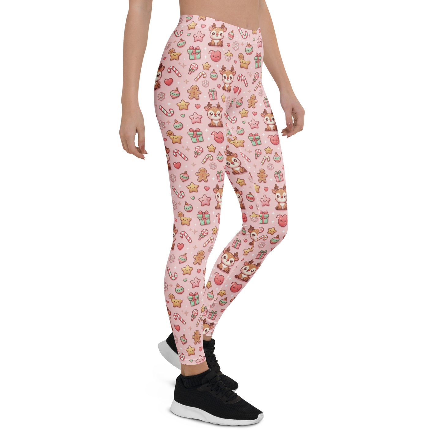 Pink Christmas All-Over Print Leggings – Women’s Holiday Stretch Pants
