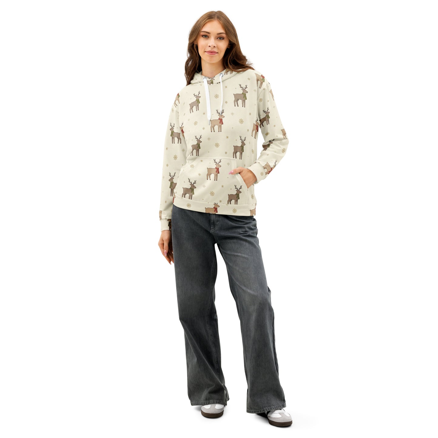 Christmas Kawaii Reindeer Hoodie – Unisex Cozy Holiday Hoodie